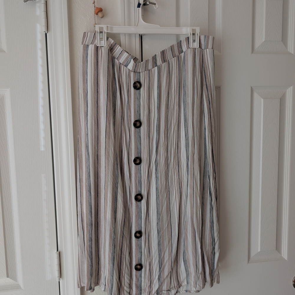 AB Studio Multi-Striped A-Line Skirt